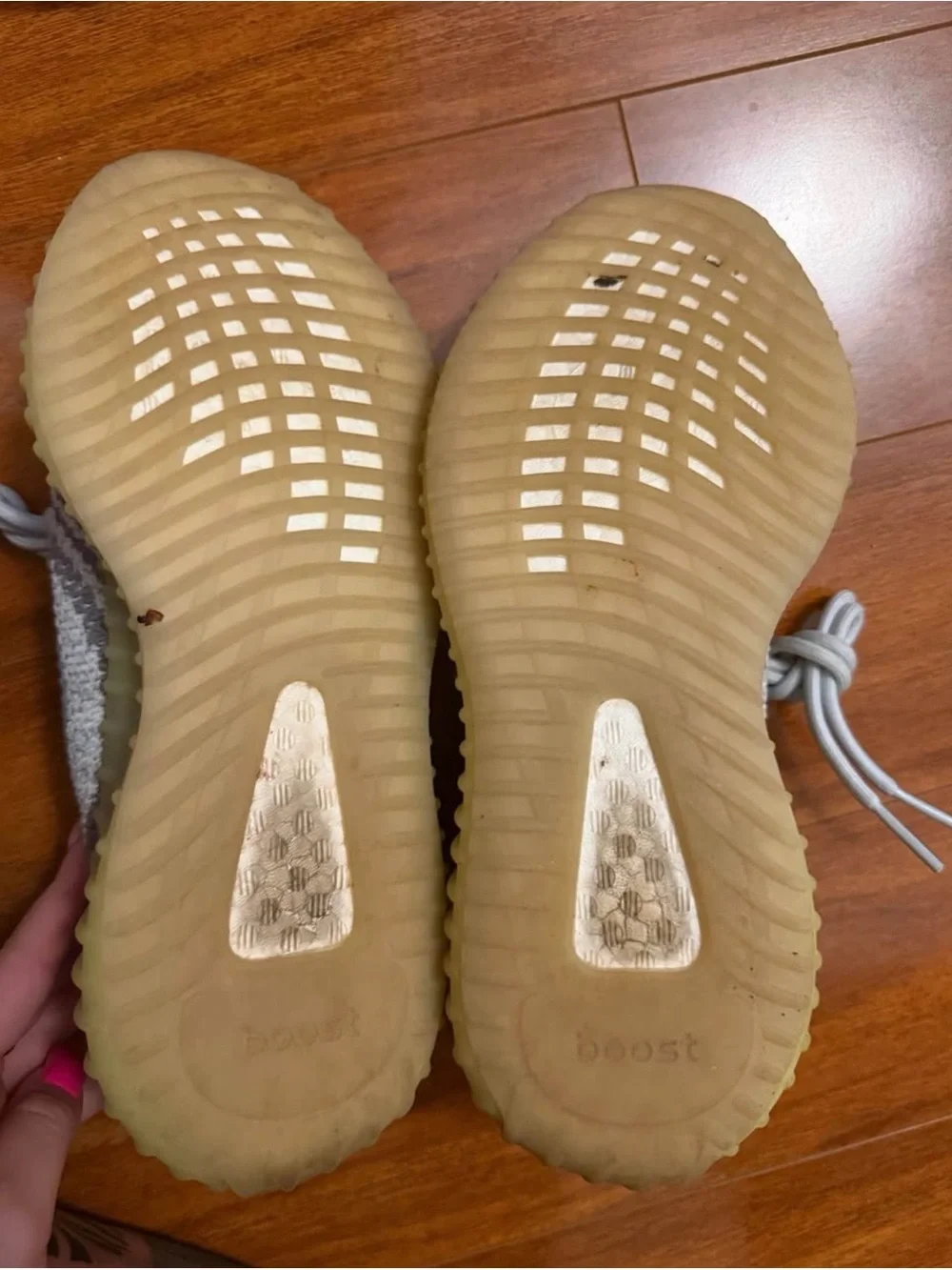 Yeezy Boost 350 V2 Grey Knit Sneakers with Yellow Sole